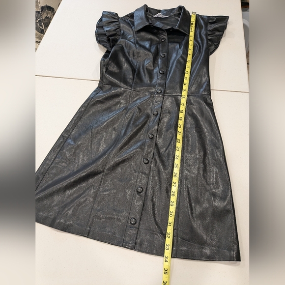 BB Dakota by Steve Madden Lima Faux Leather Mini Shirtdress black Size Med - Picture 9 of 11